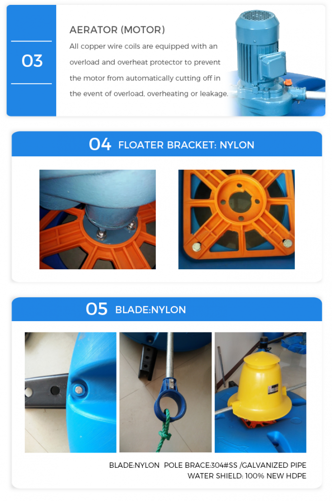 Type automatique de la montée subite 2HP aérateur de flottement pour l'étang à poissons 1